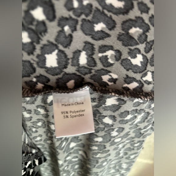 Leota Gray Leopard Animal Print Stretch Faux Wrap Belted Midi Dress L - Picture 12 of 12